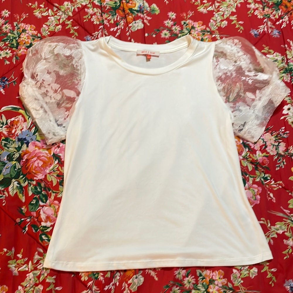 Mele E Pere white puff sleeve blouse